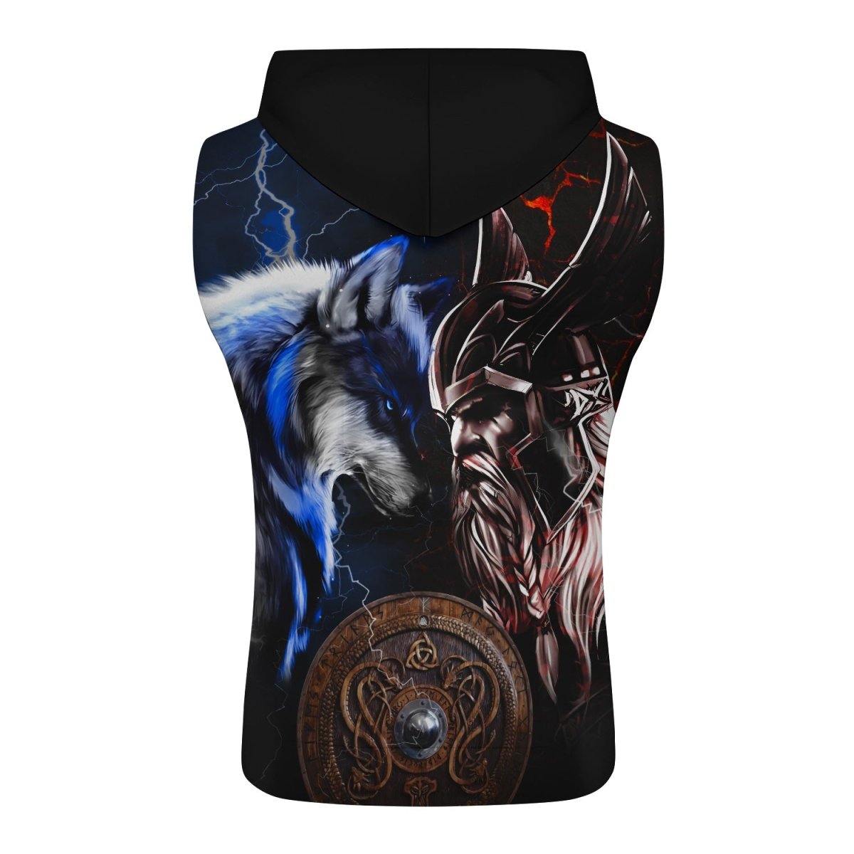 Viking Versus Wolf Sleeveless Pullover & Zip Hoodie - BattleFitGear