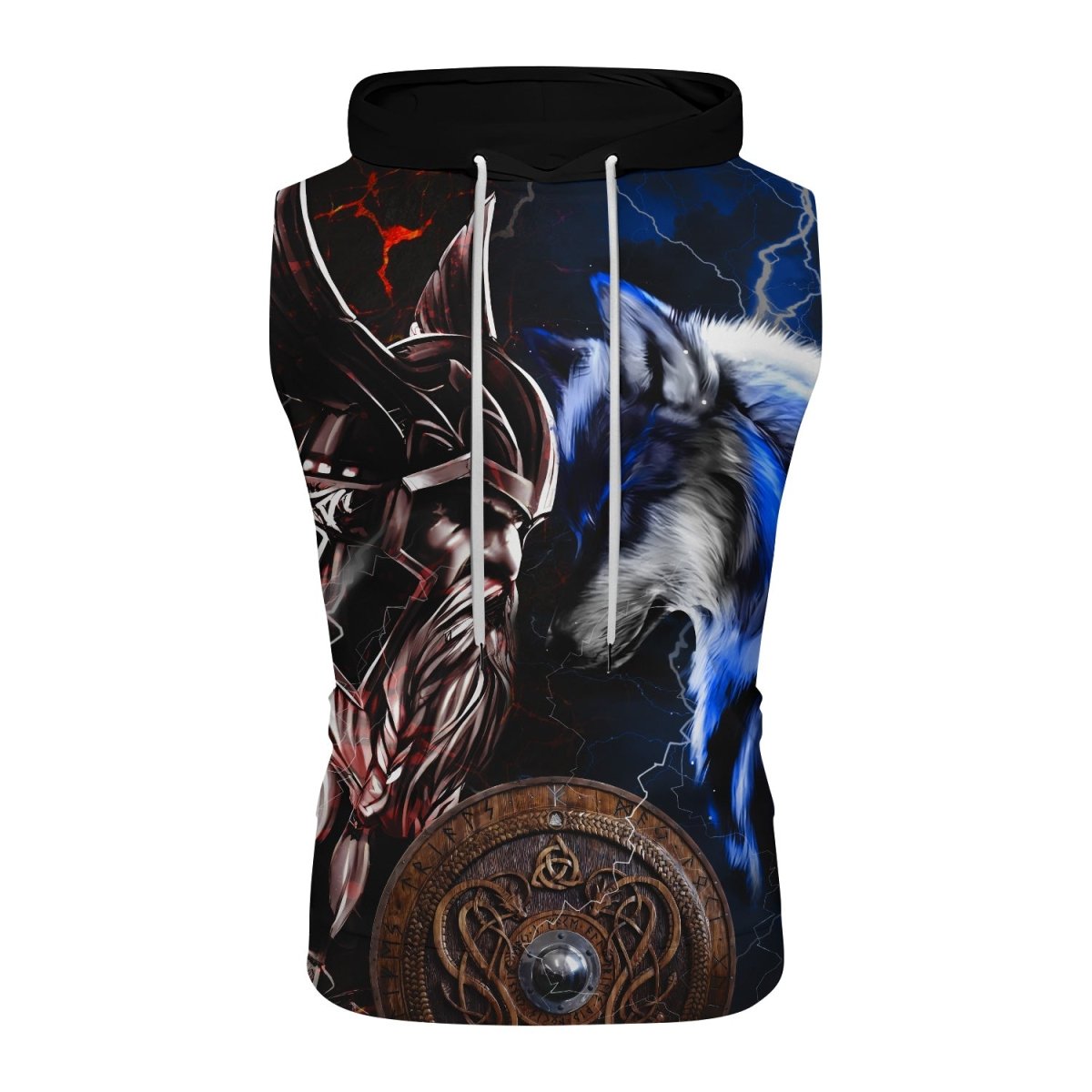 Viking Versus Wolf Sleeveless Pullover & Zip Hoodie - BattleFitGear