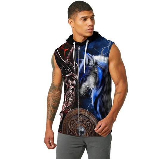 Viking Versus Wolf Sleeveless Pullover & Zip Hoodie - BattleFitGear