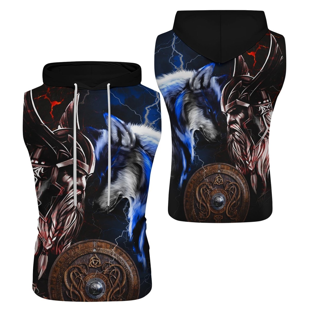 Viking Versus Wolf Sleeveless Pullover & Zip Hoodie - BattleFitGear