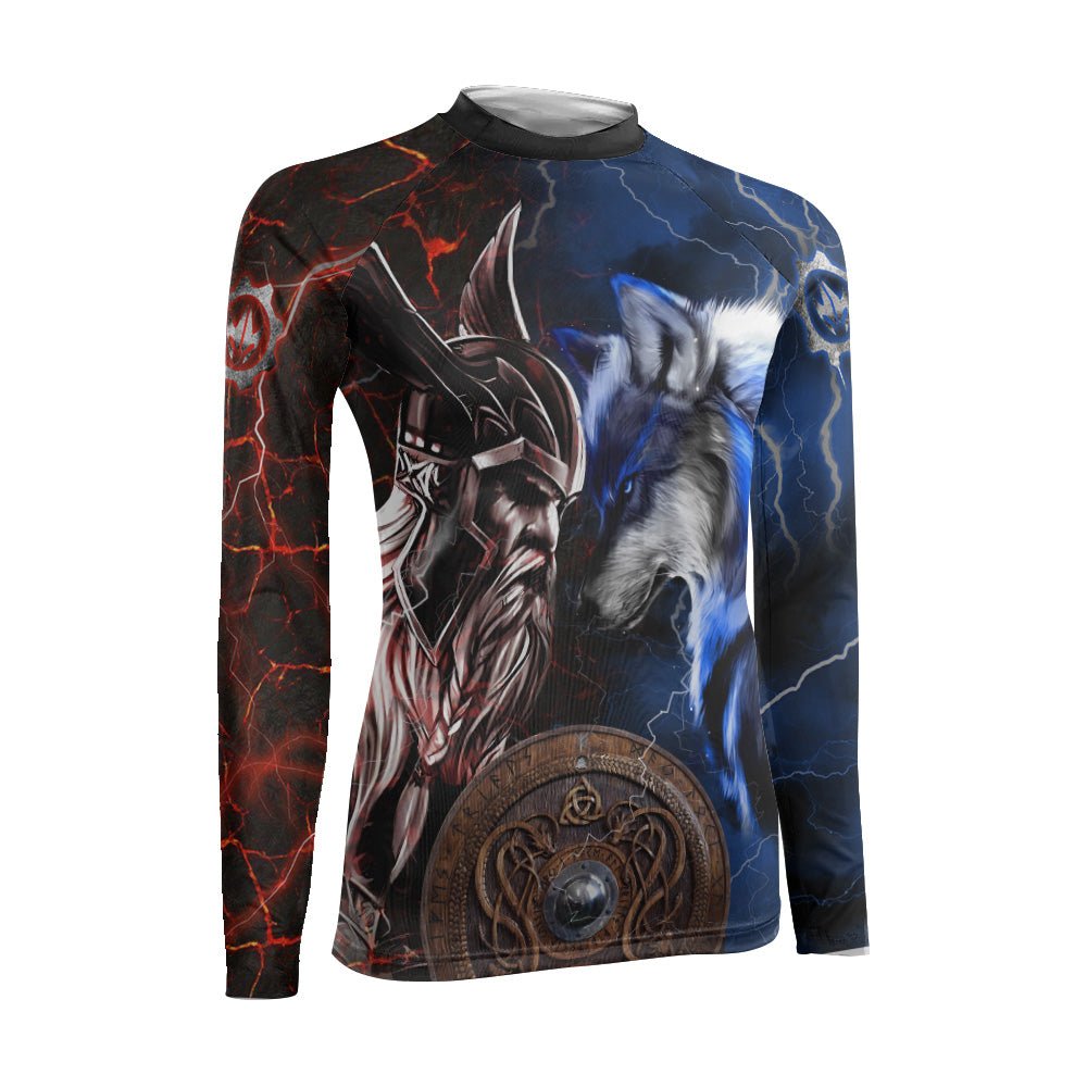 Viking Versus Wolf Women's Long Sleeve Rash Guard - BattleFitGear