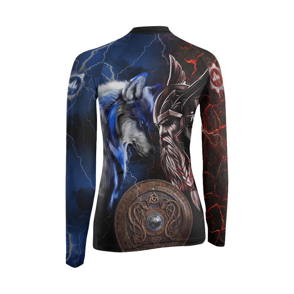 Viking Versus Wolf Women's Long Sleeve Rash Guard - BattleFitGear