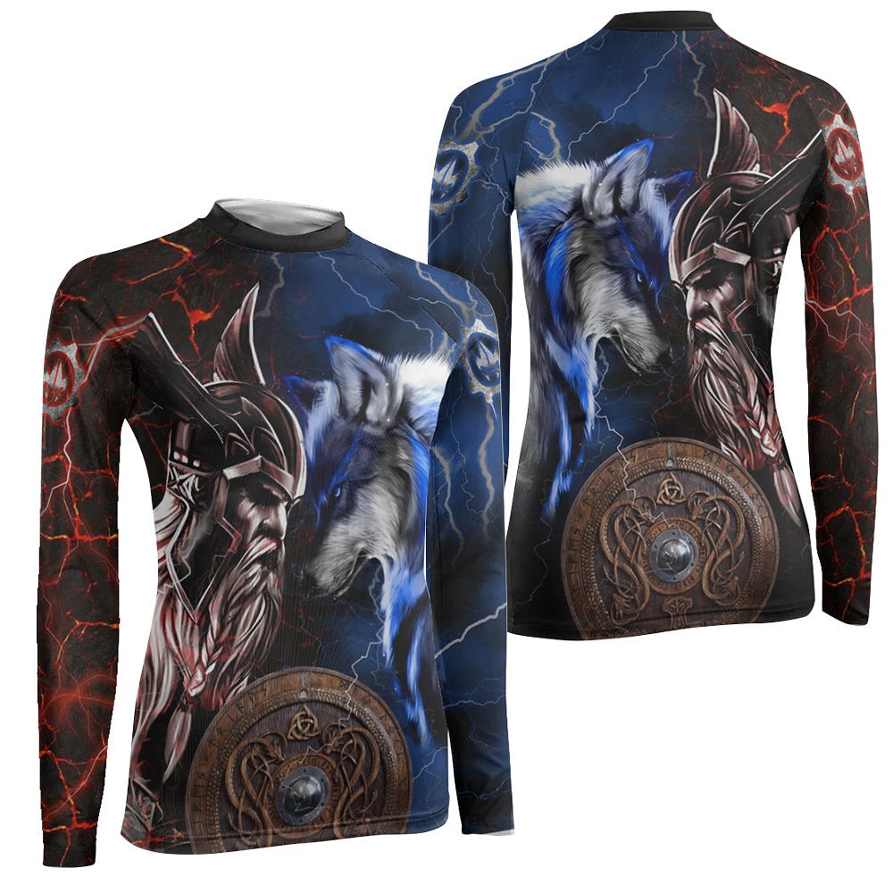 Viking Versus Wolf Women's Long Sleeve Rash Guard - BattleFitGear