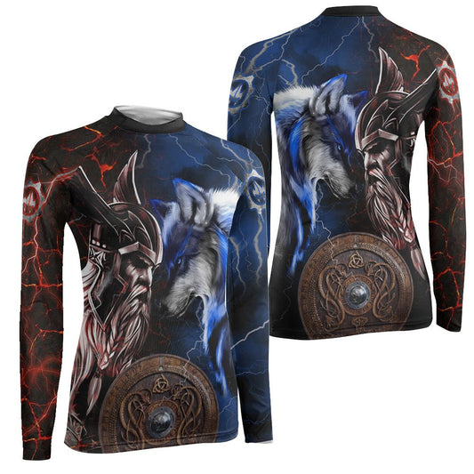 Viking Versus Wolf Women's Long Sleeve Rash Guard - BattleFitGear