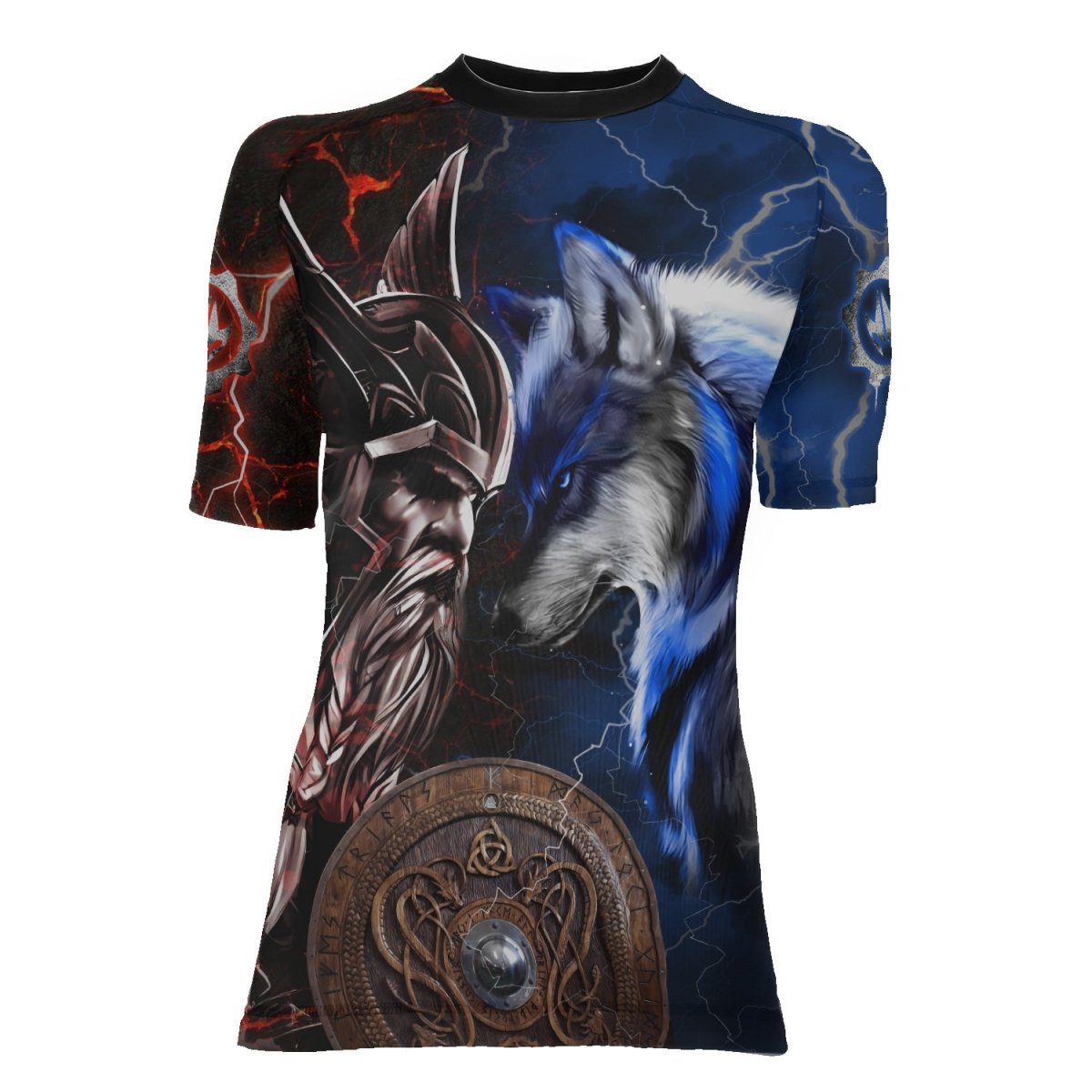 Viking Versus Wolf Women's Short Sleeve Rash Guard - BattleFitGear