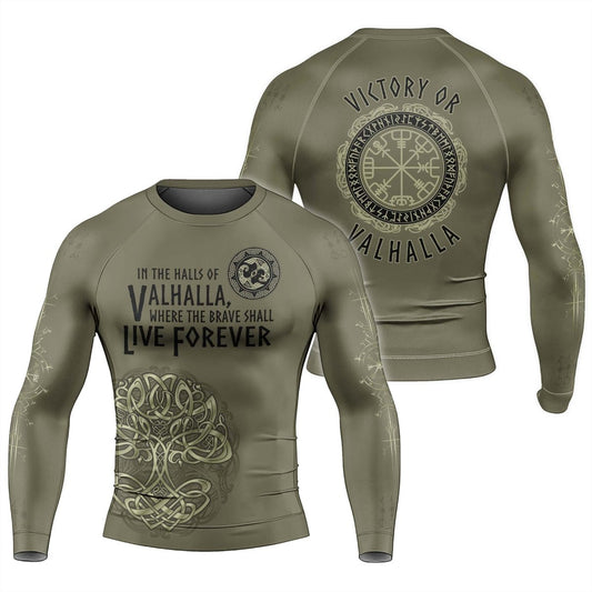 Viking Victory or Valhalla Men's Long Sleeve Rash Guard - BattleFitGear