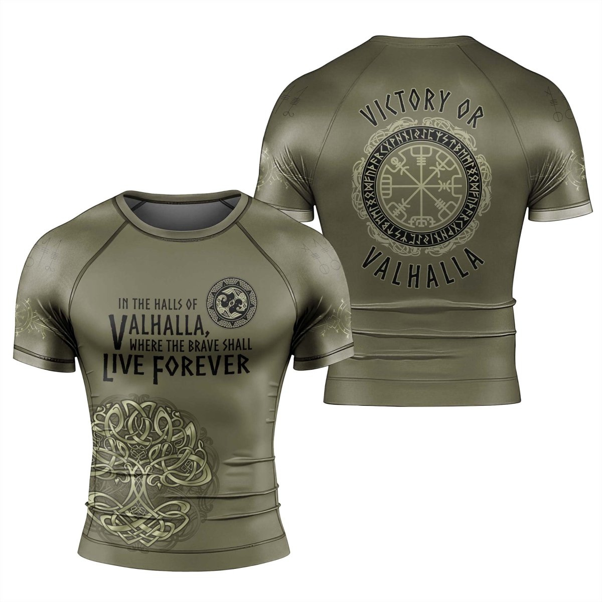 Viking Victory or Valhalla Men's Short Sleeve Rash Guard - BattleFitGear