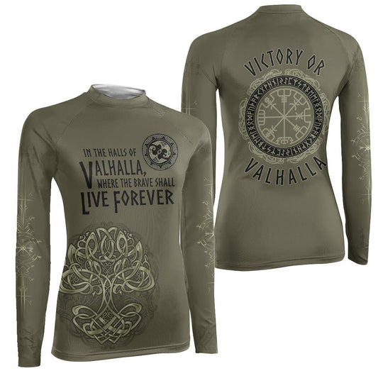 Viking Victory or Valhalla Women's Long Sleeve Rash Guard - BattleFitGear