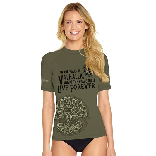 Viking Victory or Valhalla Women's Short Sleeve Rash Guard - BattleFitGear