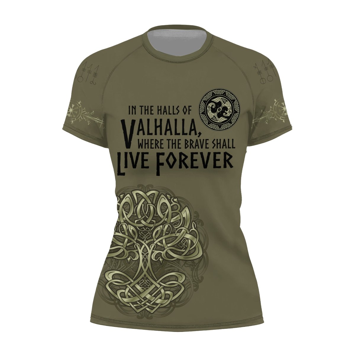 Viking Victory or Valhalla Women's Short Sleeve Rash Guard - BattleFitGear