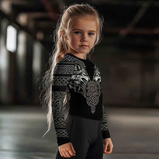 Viking Wolf Medal Kids Rash Guard