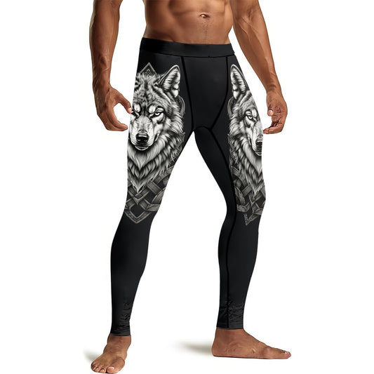 Viking Wolf Medal Men's Compression Leggings