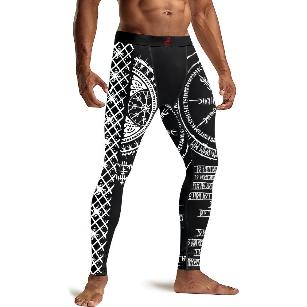 Vikings Shield Runes Men's Compression Leggings - BattleFitGear