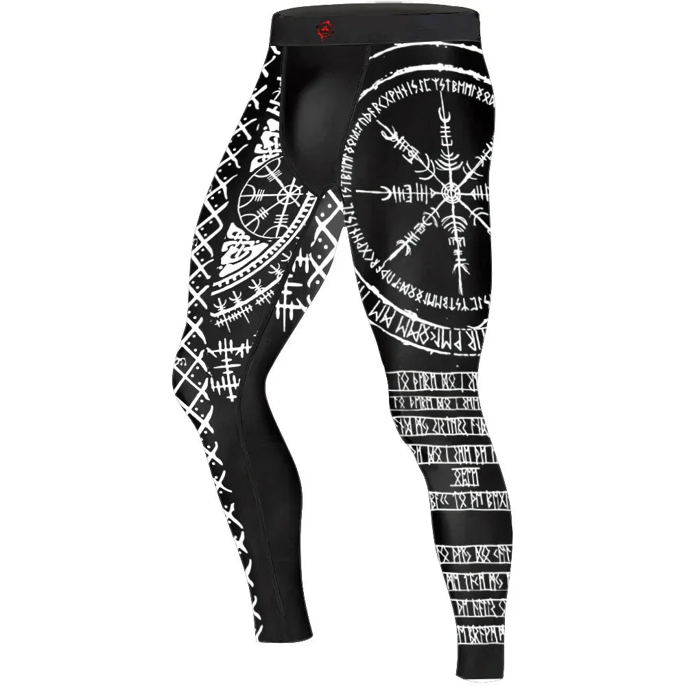 Vikings Shield Runes Men's Compression Leggings | Vikings Gym Pants