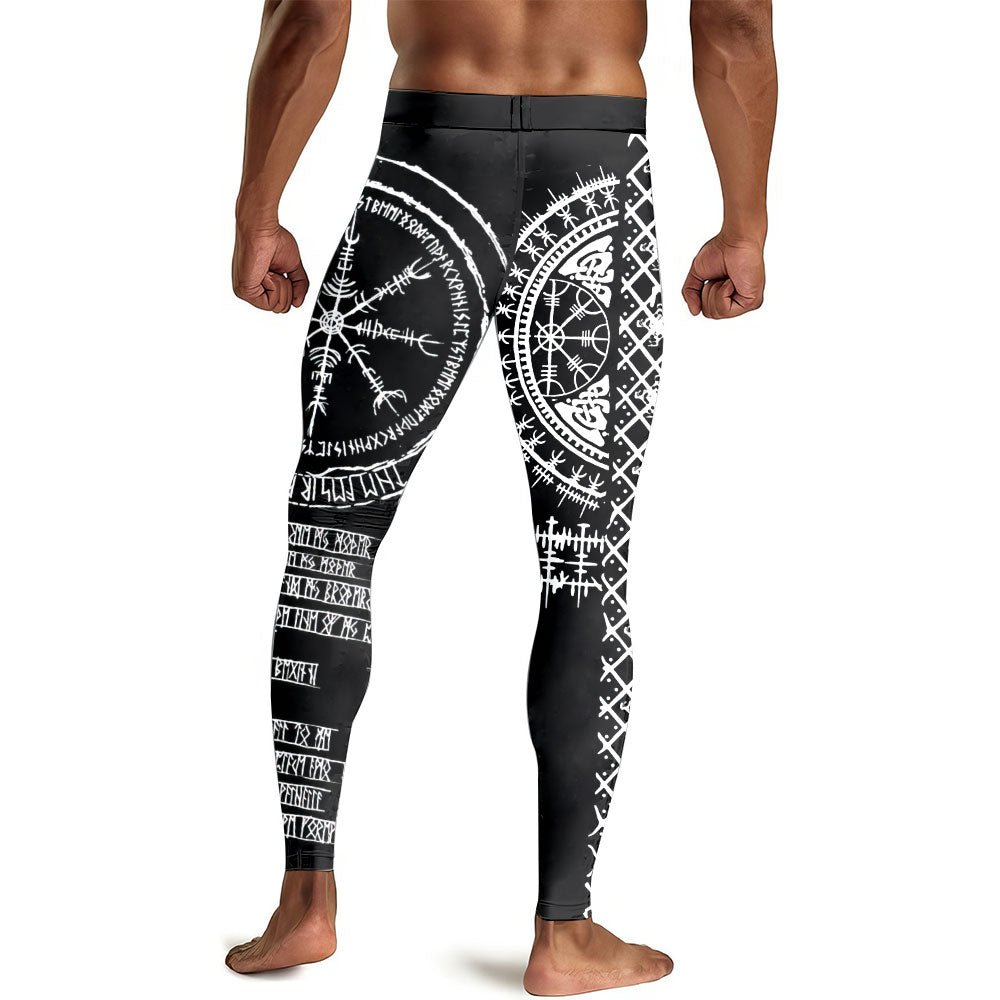 Vikings Shield Runes Men's Compression Leggings - BattleFitGear