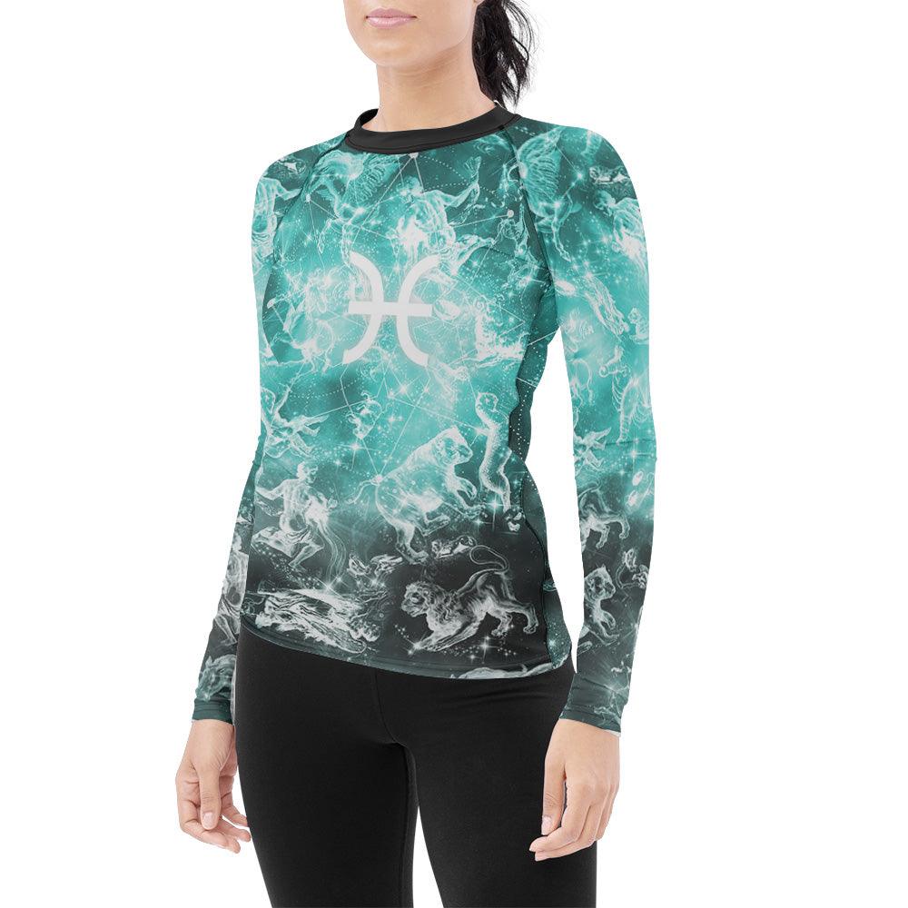 Personalized Zodiac Pisces Women's Long Sleeve Rash Guard