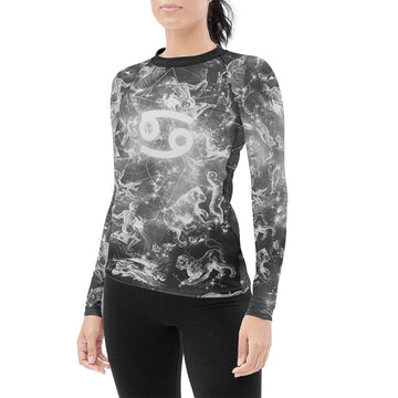 Personalized Zodiac Cancer Women's Long Sleeve Rash Guard