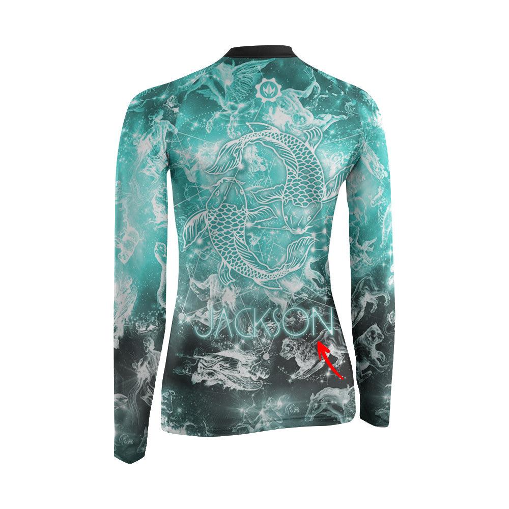 Personalized Zodiac Pisces Women's Long Sleeve Rash Guard