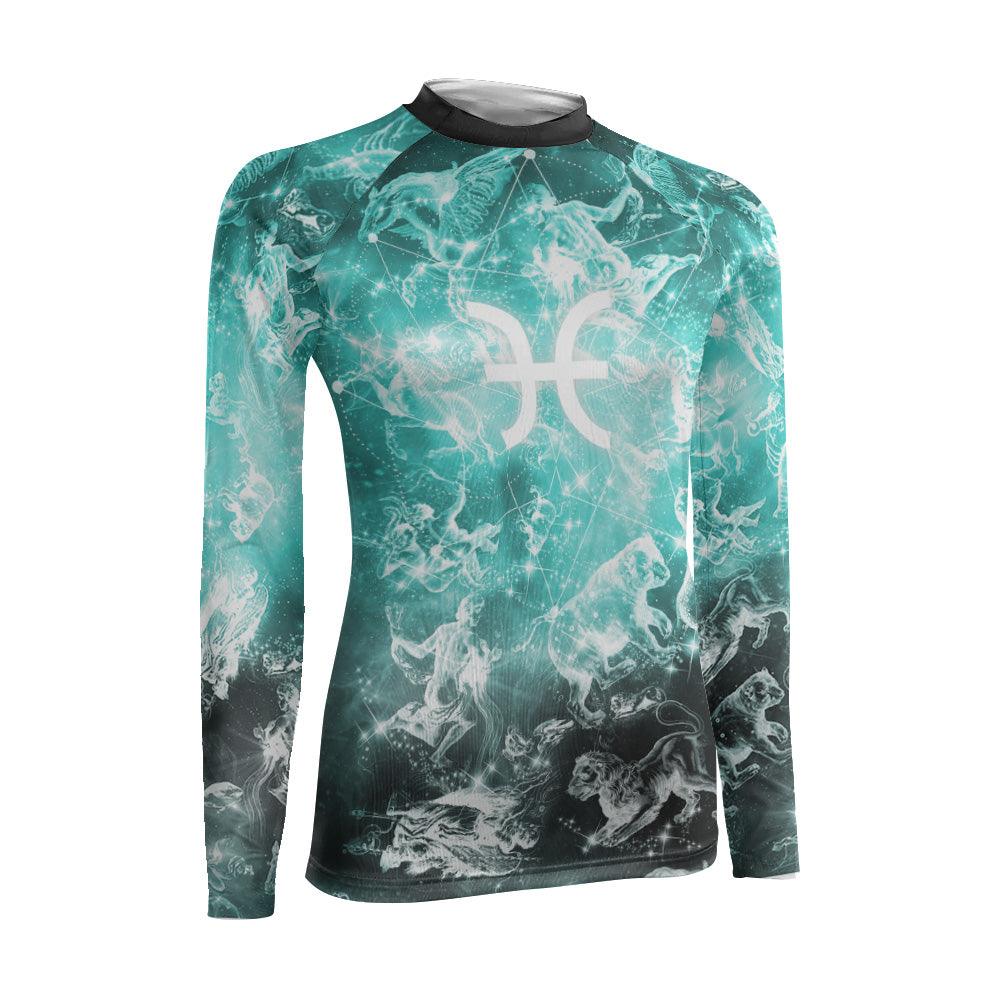 Personalized Zodiac Pisces Women's Long Sleeve Rash Guard