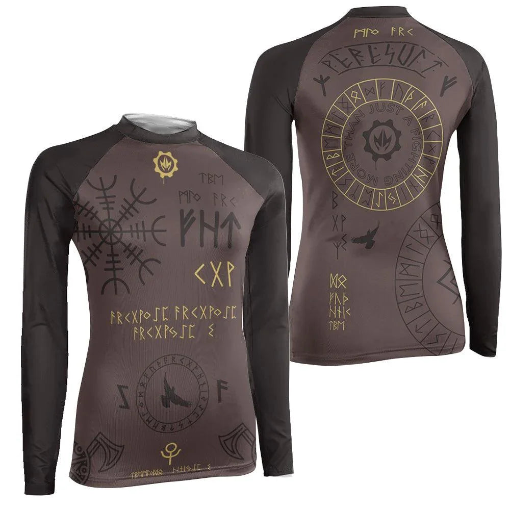 Viking Valhalla Rune Women Long Rash Guard | Viking Compression Shirt