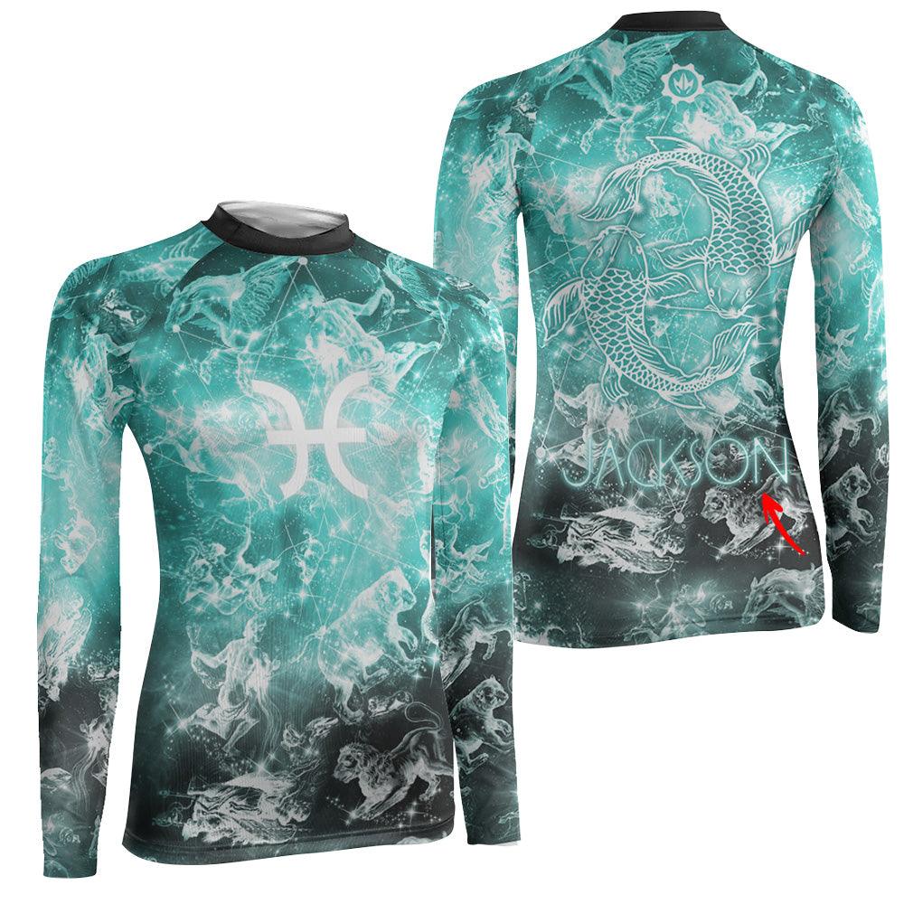 Personalized Zodiac Pisces Women's Long Sleeve Rash Guard