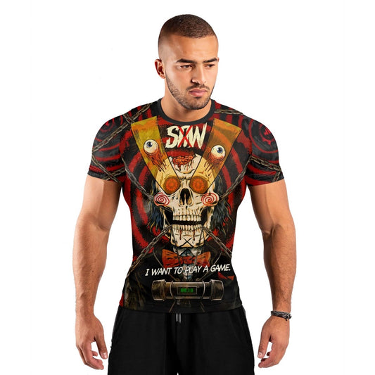 Wanna Play A Jigsaw Game Men's Short Sleeve Rash Guard - BattleFitGear