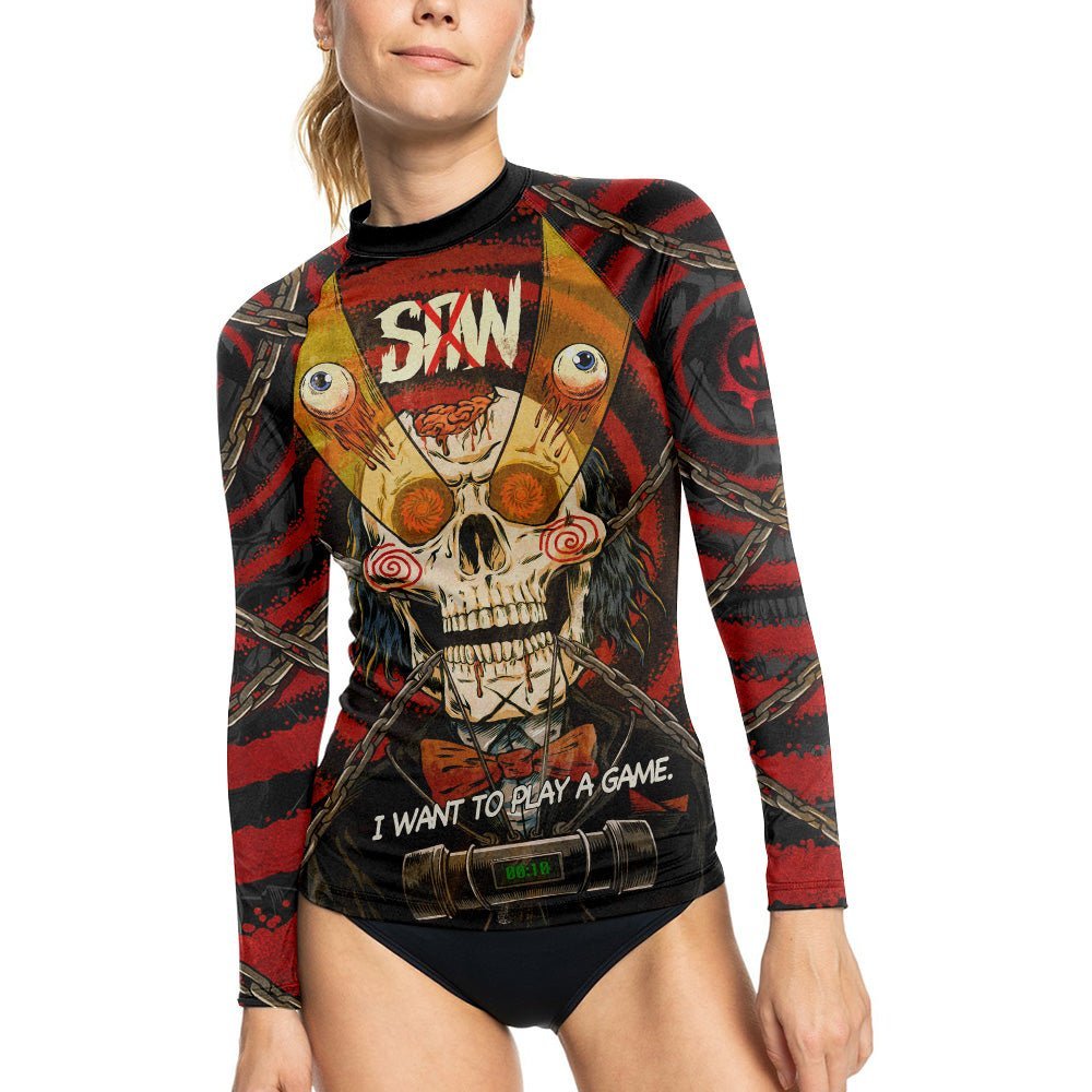 Wanna Play A Jigsaw Game Women's Long Sleeve Rash Guard - BattleFitGear