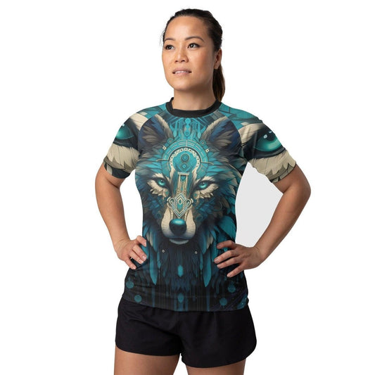 Wolf Tribal Women's Short Sleeve Rash Guard - BattleFitGear