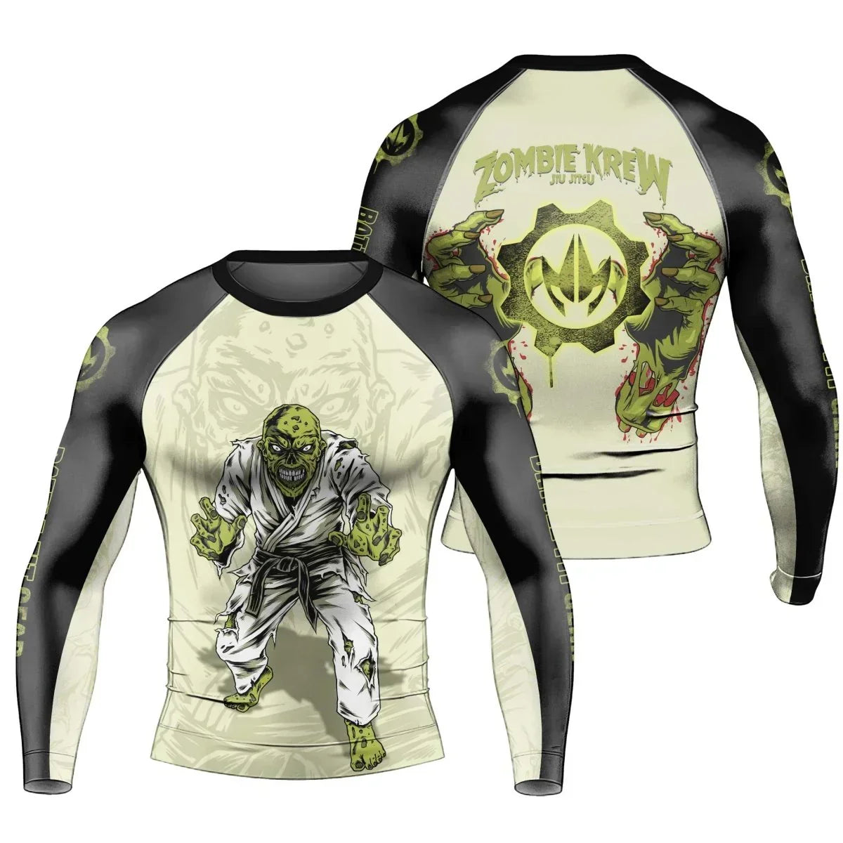 Zombie Rash Guard Design Zombie Knew Jiu Jitsu Men's Long Sleeve Rash Guard | Fightwear