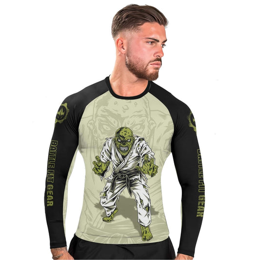 Zombie Knew Jiu Jitsu Men's Long Sleeve Rash Guard - BattleFitGear