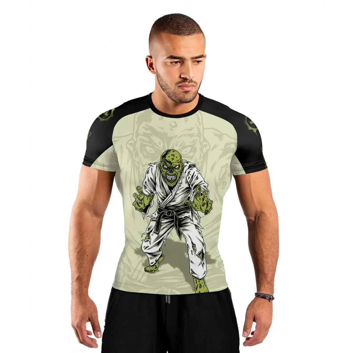 Zombie Rash Guard Design Zombie Knew Jiu Jitsu Men's Short Sleeve Rash Guard | Fightwear