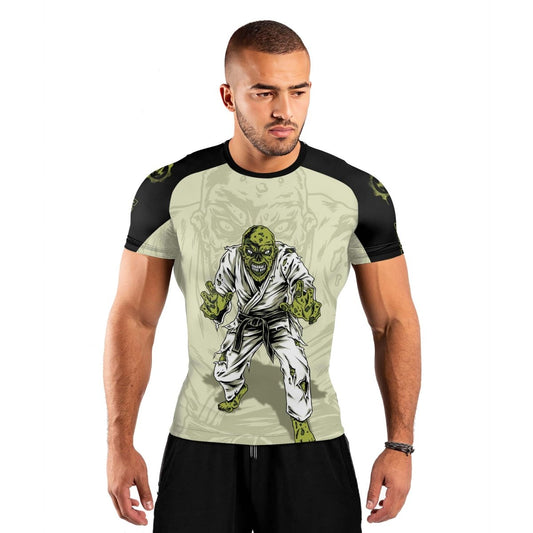 Zombie Knew Jiu Jitsu Men's Short Sleeve Rash Guard - BattleFitGear