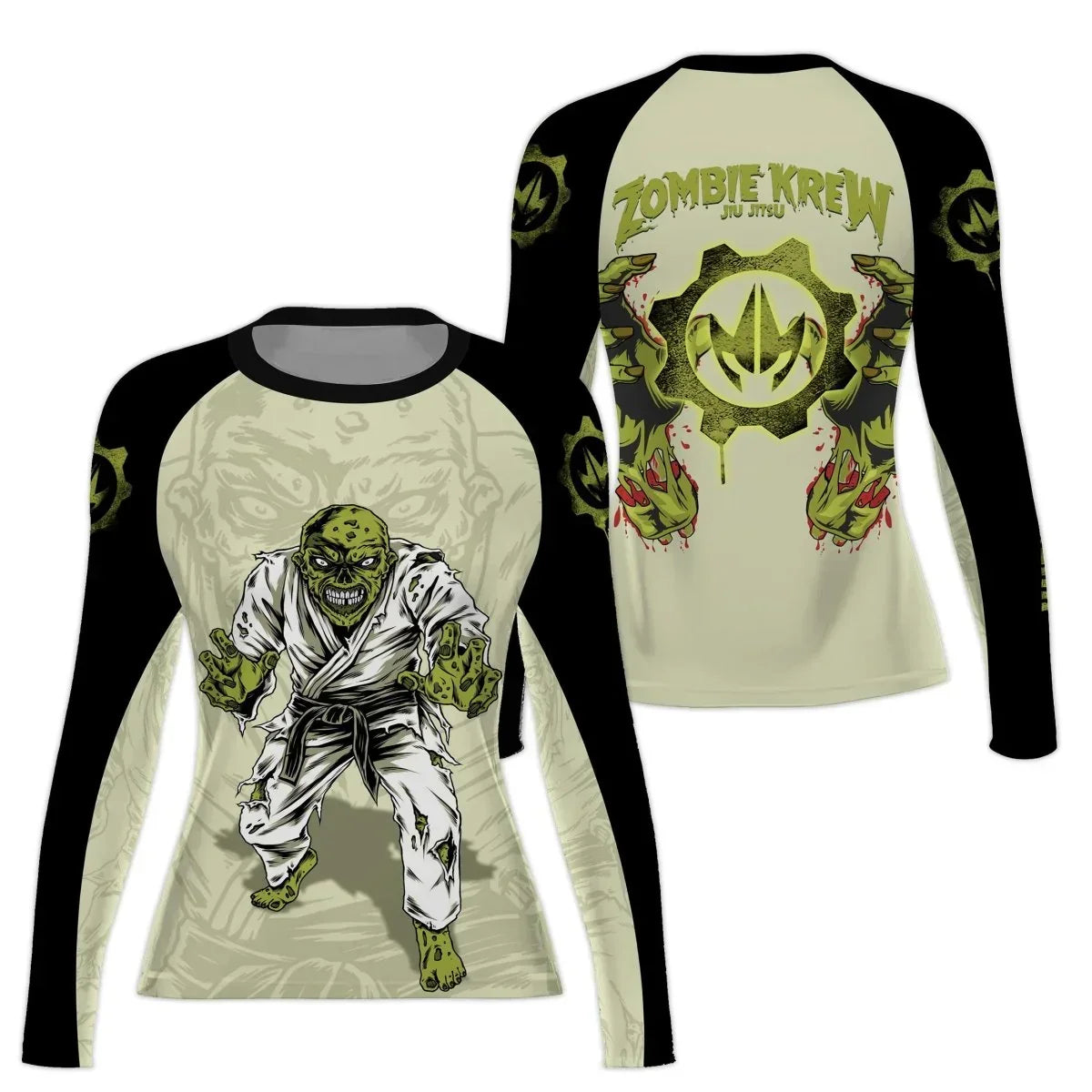 Zombie Rash Guard Design Zombie Knew Jiu Jitsu Women's Long Sleeve Rash Guard | Fightwear