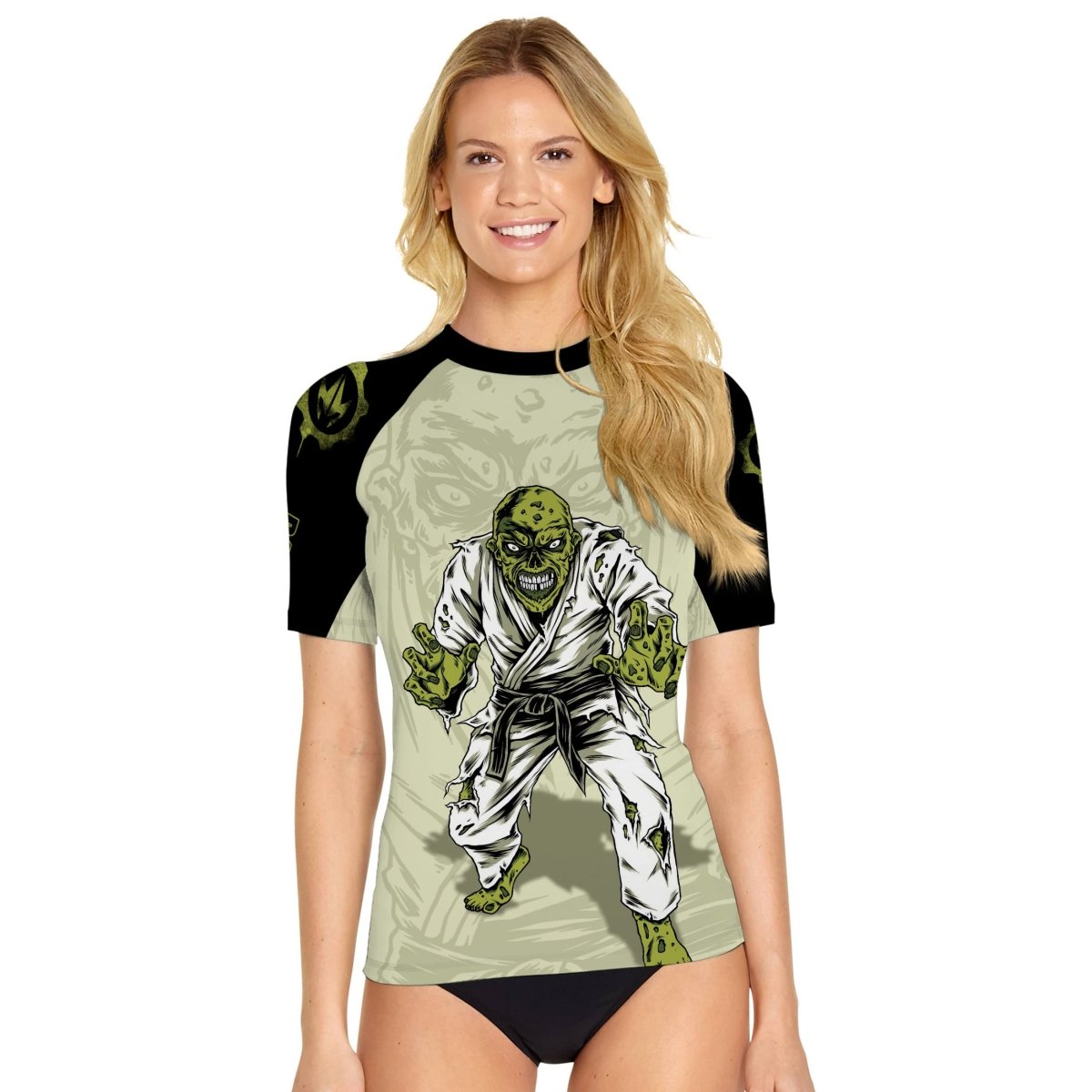 Zombie Knew Jiu Jitsu Women's Short Sleeve Rash Guard - BattleFitGear