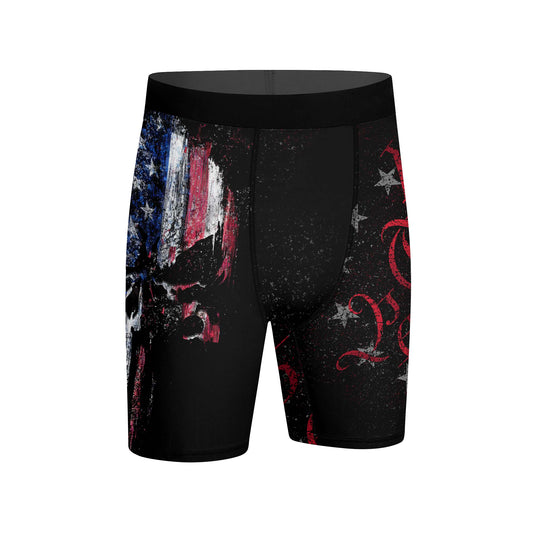 American Jiu Jitsu Skull Grunge Compression Shorts