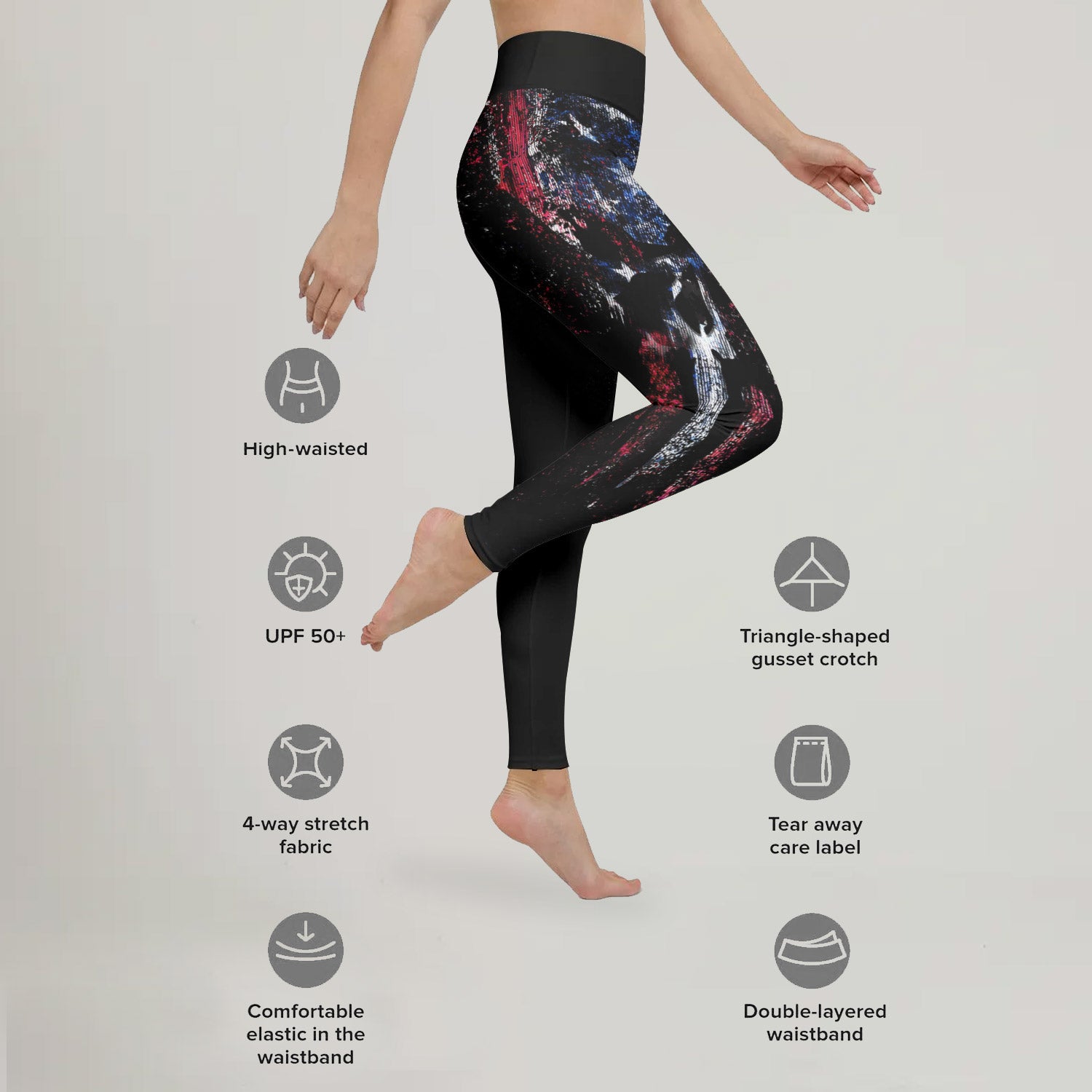 American Jiu Jitsu Skull Grunge Leggings