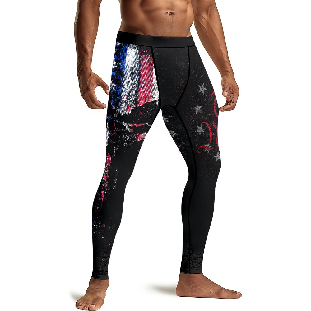 American Jiu Jitsu Skull Grunge Men's Compression Leggings