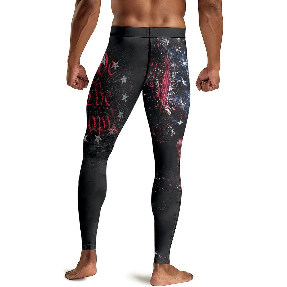 American Jiu Jitsu Skull Grunge Men's Compression Leggings