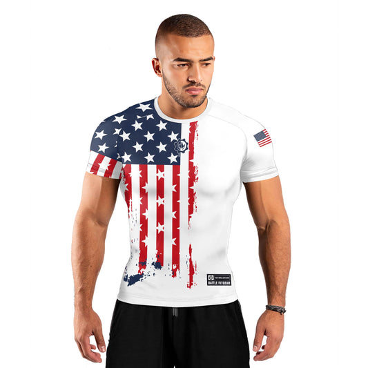 American Warrior Men's Short Sleeve Rash Guard