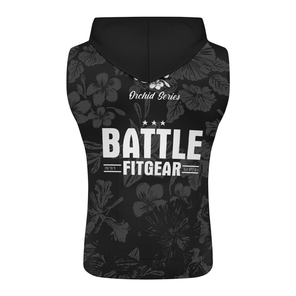 Orchid Series Floral Black Heart Pattern Sleeveless Pullover & Zip Hoodie - BattleFitGear