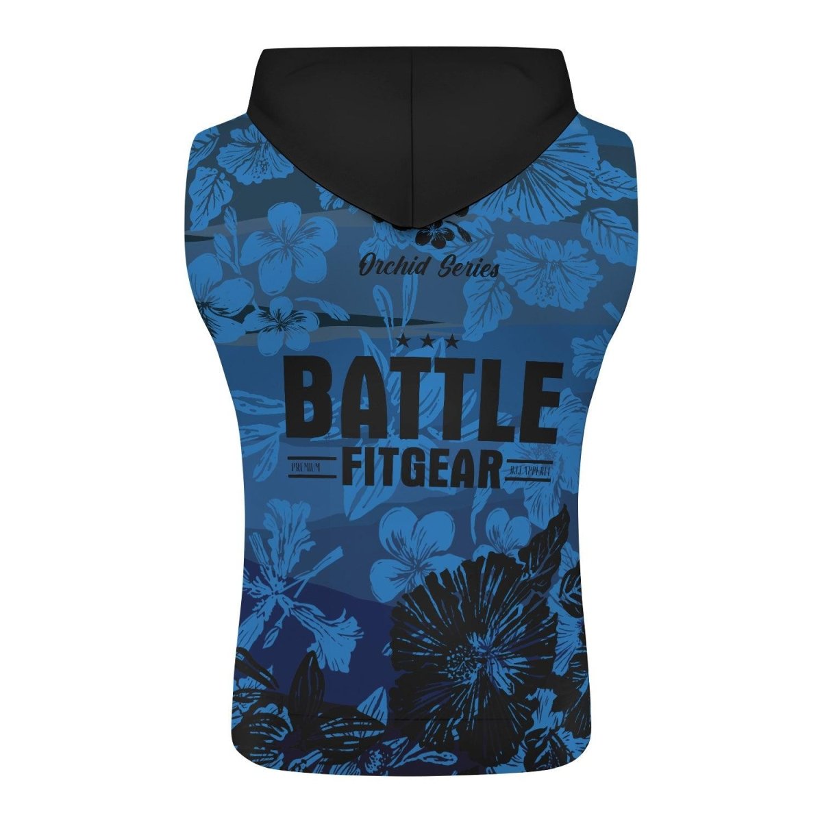 Orchid Series Floral Blue Heart Pattern Sleeveless Pullover & Zip Hoodie - BattleFitGear