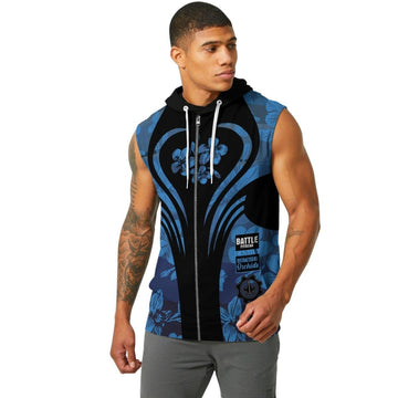 Orchid Series Floral Blue Heart Pattern Sleeveless Pullover & Zip Hoodie - BattleFitGear