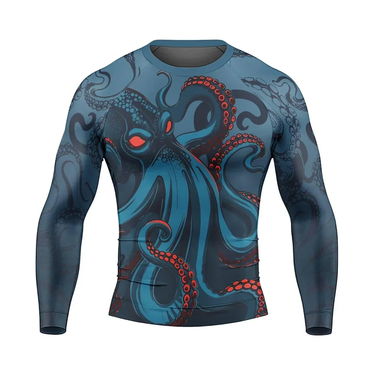 Dark Sea Octopus Men's Long Sleeve Rash Guard - BattleFitGear