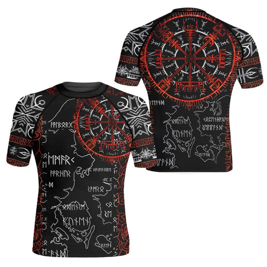 Sol Rune Viking Compass Men's Short Sleeve Rash Guard - BattleFitGear