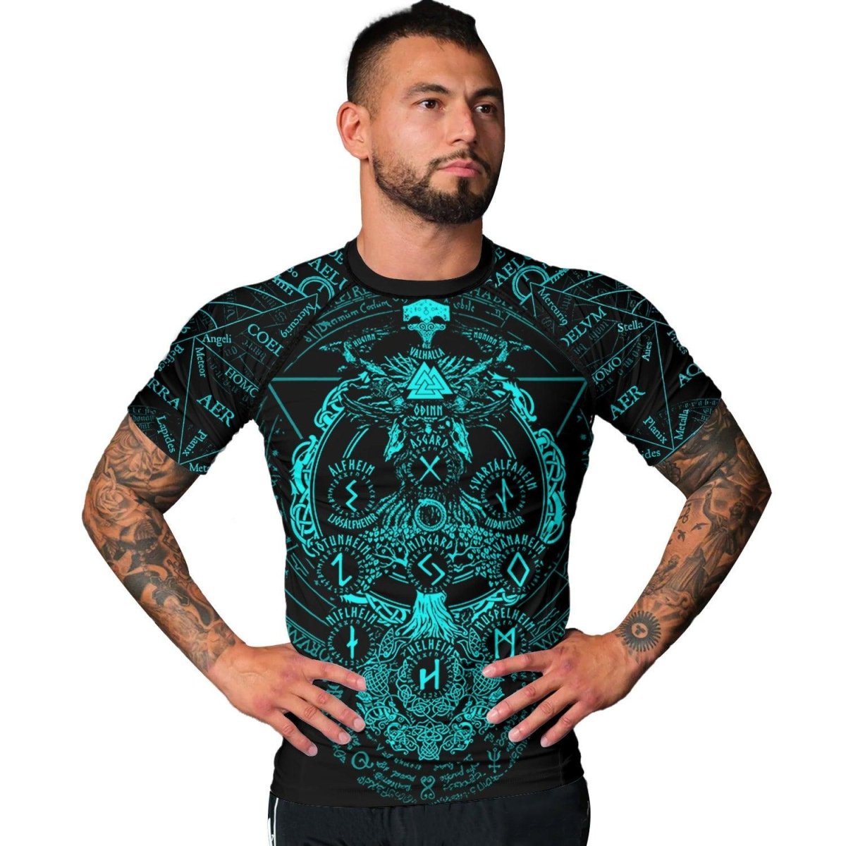 Viking Valhalla Logo Short Sleeve Rash Guard - BattleFitGear