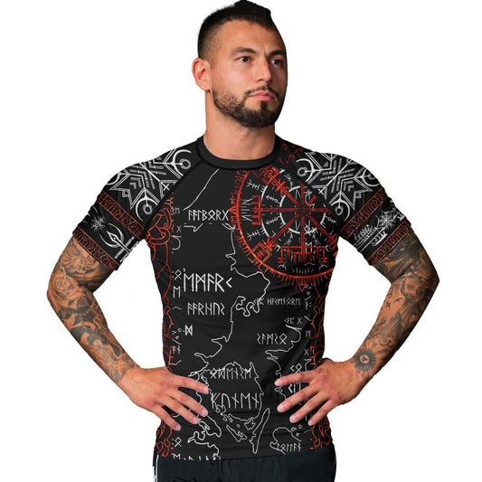 Sol Rune Viking Compass Men's Short Sleeve Rash Guard - BattleFitGear