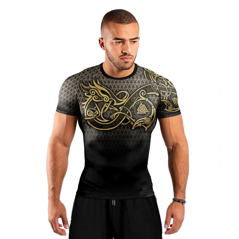 Viking Fenrir Symbol Rune Men's Short Sleeve Rash Guard