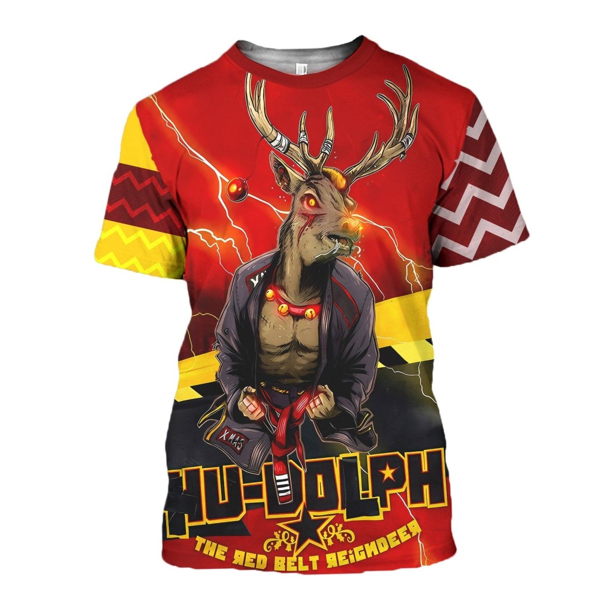 Hudolph The Red Belt Reindeer T - shirt - BattleFitGear