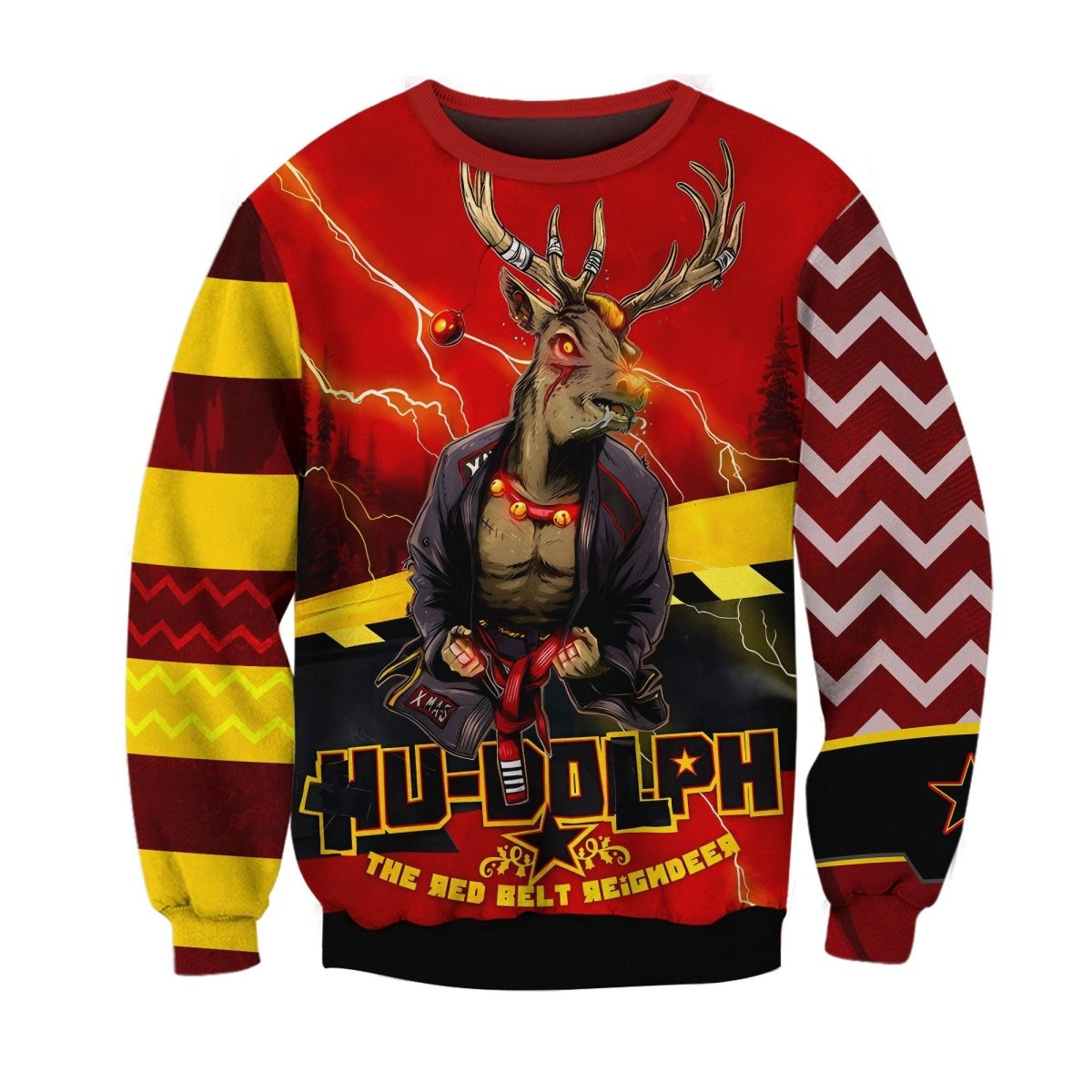 Hudolph The Red Belt Reindeer Sweatshirt - BattleFitGear