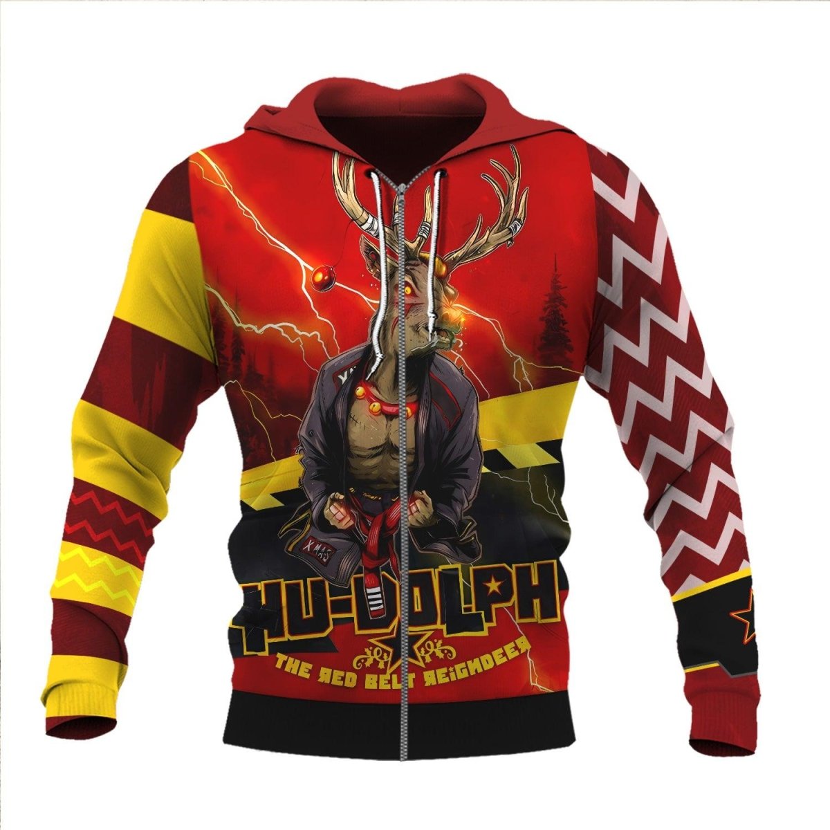 Hudolph The Red Belt Reindeer Pullover & Zip Hoodie - BattleFitGear